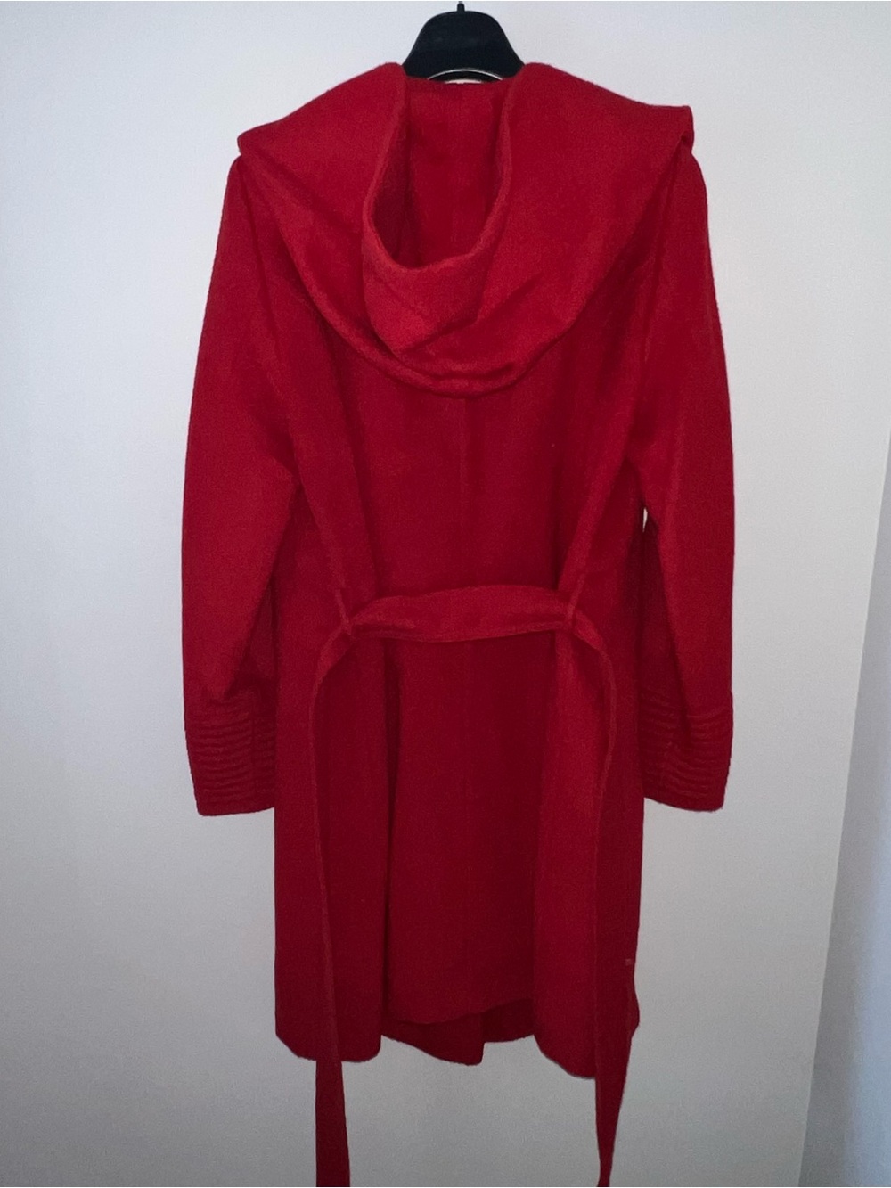 RED Sentaler Baby Alpaca Mid Length Hooded Wrap Coat